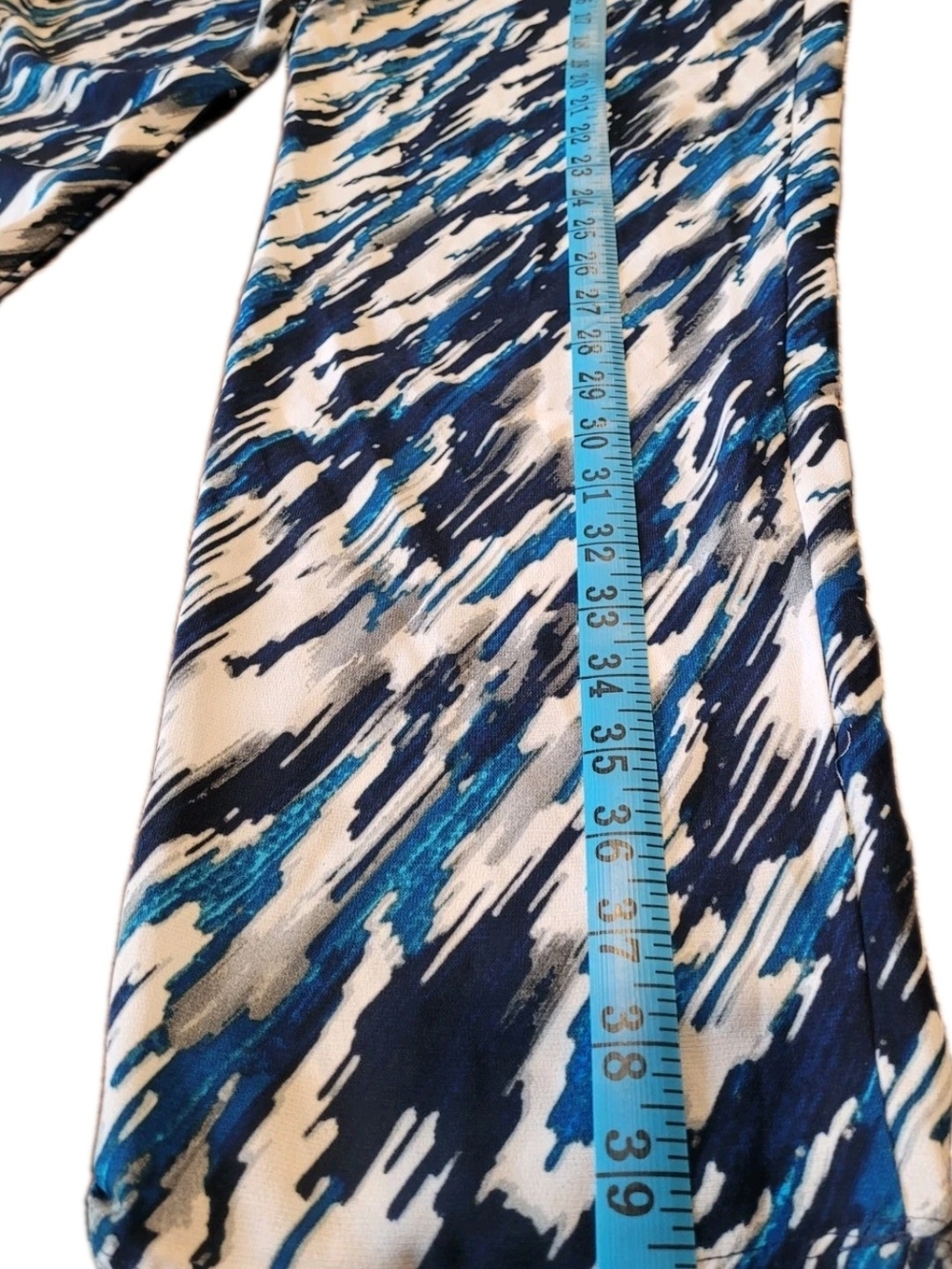 NWT Rachel Roy Womenβs L Blue Abstract Print Pull On Wide Leg Pants - Picture 8 of 9